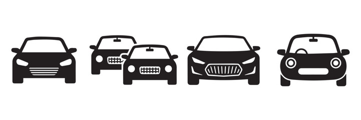 Obraz premium Cars icon set. Traffic jam , automobile, car, driving, transport. Auto symbol on white background - stock vector. 