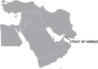 Fototapeta premium Strait of Hormuz Labelled on Middle East Map, Editable Icon