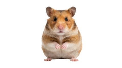 Adorable Syrian Hamster Standing on Transparent Background: Close-Up Studio Shot of Golden Hamster with Curious Expression, Cute Paws, and Detailed Fur, Perfect for Animal-Themed Projects