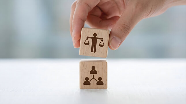 Integrating ethical governance and legal compliance within business organizations, symbolizing fairness and responsible management practices for corporate success and integrity