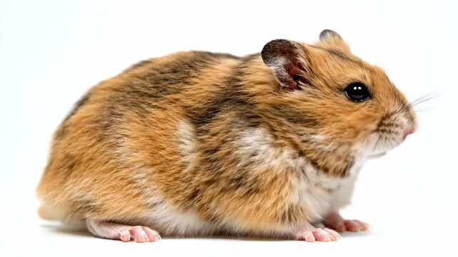 A Syrian Hamster stands on a white background, showcasing its adorable features and golden-brown fur with white underbelly, creating a charming and heartwarming image on a transparent background