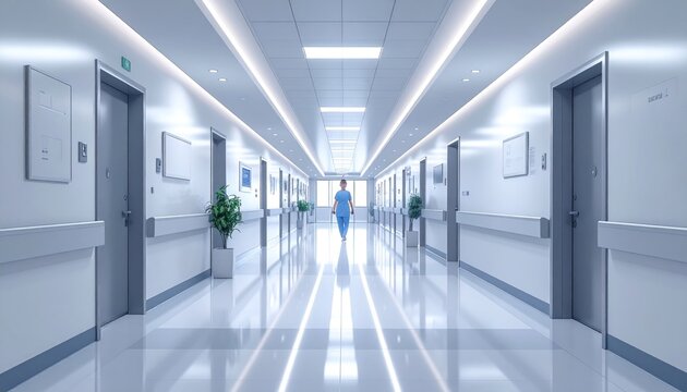 Hospital corridor perspective