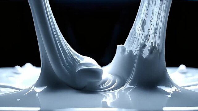 White Non-Newtonian Fluid Column and Loop Formation on Black Background