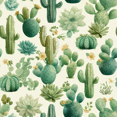 seamless, pattern, retro, desert, cactus, cacti, colorful, abstract, boho, geometric, modern, illustration, southwestern, vibrant, background, textile, fabric, wrapping, wallpaper, decorative, plant,  © Aillusionist