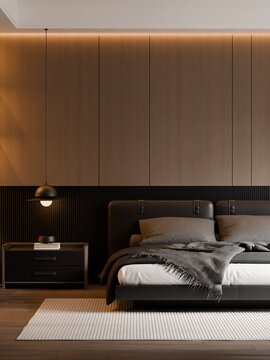 Modern Minimalist Luxury Bedroom Interior - 3D Render
