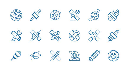 Space icons set astronomy and exploration © Danvata