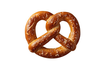 Fototapeta premium Traditional bavarian soft pretzel with salt crystals, a classic baked snack, isolated on a transparent background