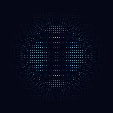 Pulsating Blue Dot Sphere on Dark Blue Background, Animated Blue Globe Pulsing Particles Motion Graphics Seamless Loop, 1:1 Square Video