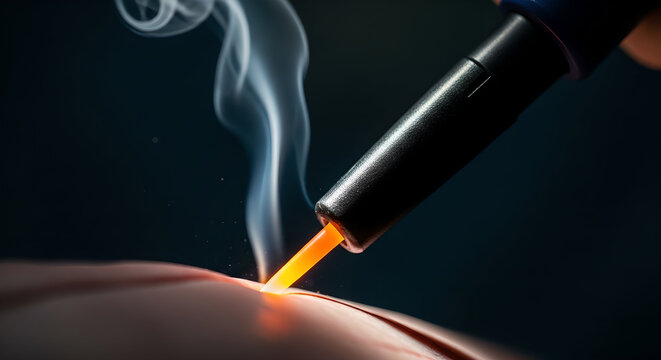 Electrosurgical cautery tool precision cutting through skin surface