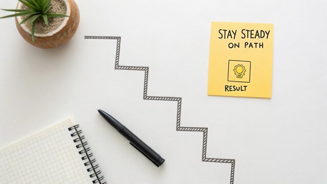 Zigzag path and result message representing a business strategy