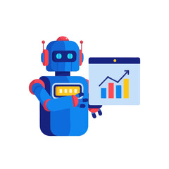 Fototapeta premium Robot presenting a growth chart