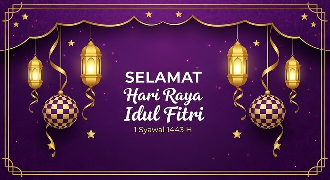 Selamat Hari Raya Idul Fitri 1443 H A Festive Greeting of Eid al-Fitr Celebration