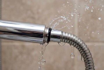 Water leaking from a broken shower hose connection