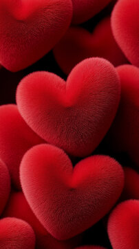 Red heart shapes background symbolizing love, romance and Valentine's Day concept.