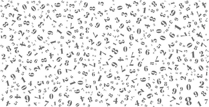 A dynamic vector illustration featuring a random scatter of numbers from zero to nine in various sizes and orientations