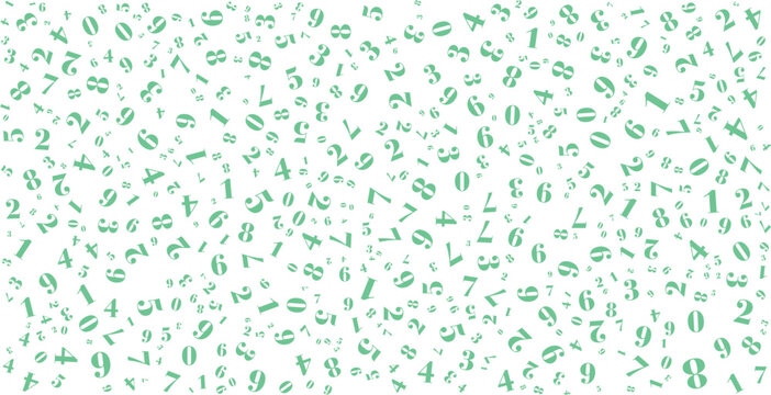 A dynamic vector illustration featuring a random scatter of numbers from zero to nine in various sizes and orientations
