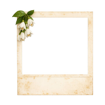 PNG Vintage floral photo frame