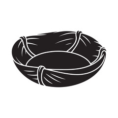 Obraz premium A black and white illustration of a woven basket with handles