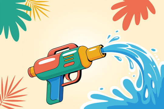 Watter gun songkran water splash Illustration