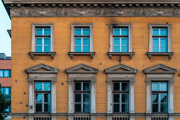 Obraz premium Administrative Building Damaged by Shelling during Siege on Sarajevo, Bosnia Herzegovina