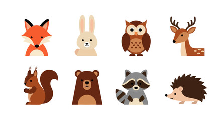Fototapeta premium Cartoon forest animals illustration