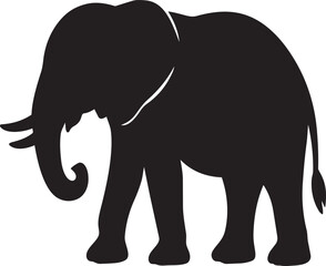 Fototapeta premium Elephant Silhouette Vector Illustration Isolated on Black Background