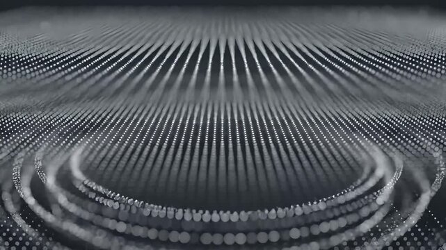 Layered grid of soft dots with subtle depth effect slowly moving in organized pattern forming elegant seamless loop abstract animation background.
