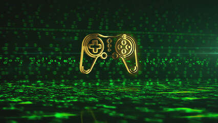 Gaming e-sport joystick golden symbol 3d illustration © Skórzewiak