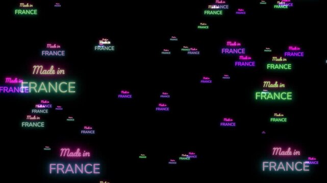 Neon Made In France Text On Black Background  Manufacturing Product Branding Concept
