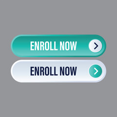 Fototapeta premium Modern enroll now web button icons with arrow element for online courses and educational registration interface