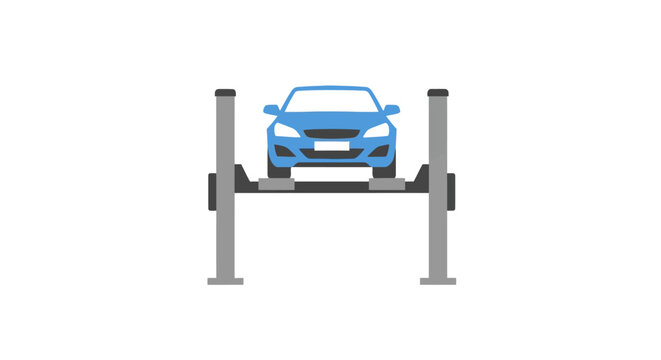 Blue Car on Lift.