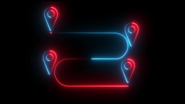 location animated icon. Gps navigation line animation. Location marker. and route icon showing map, location pin and dotted travel line for navigation journey and direction.4k video motion graphic .