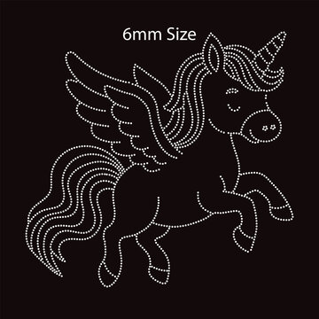 Unicorn 6mm hotfix Rhinestone T Shirt Design Vector 