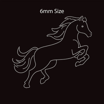 Horse 6mm hotfix Rhinestone T Shirt Design Vector 