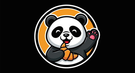 Cartoon panda with croissant © Ditanjay