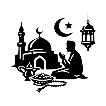 PNG Silhouette prayer mosque lantern