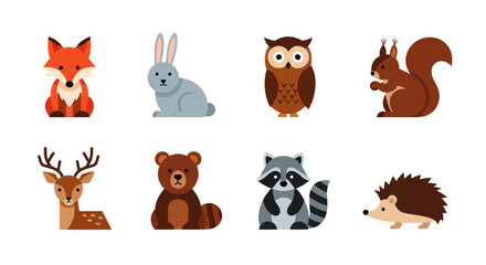 Fototapeta premium Cartoon forest animals illustration