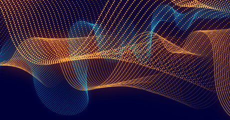 An abstract digital art piece featuring intricate geometric patterns with vibrant color gradients