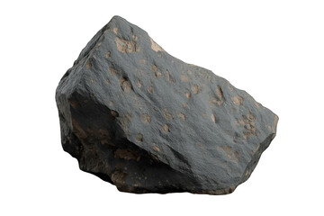 Gray rock boulder with rough textured surface, isolated on transparent background, geology and nature concept