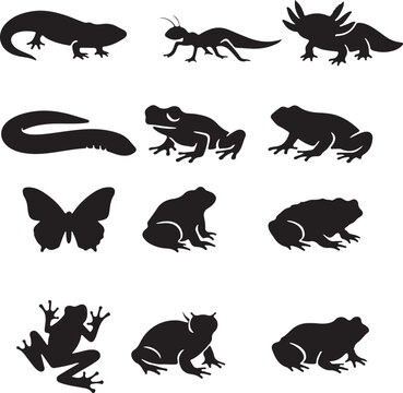 wild animals vector silhouette set