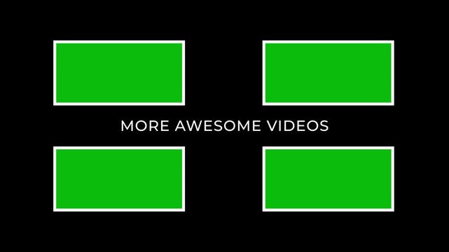 Green screen placeholders for compilation with text more on black background for motion text on black background