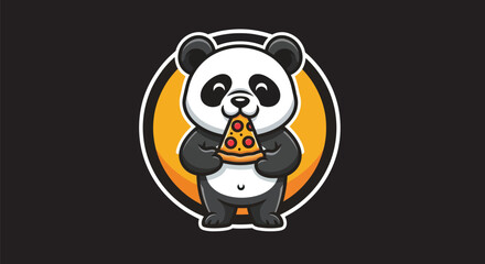 Cartoon panda eating pizza slice © Ditz