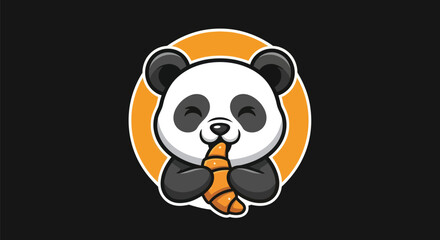 Cartoon panda with carrot on black © Ditz