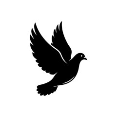 Obraz premium Graceful black pigeon in mid-flight with spread wings and tail feathers