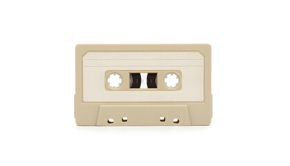 Fototapeta premium Retro beige audio cassette tape isolated on white background