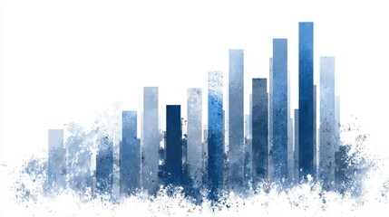 Fototapeta premium A realistic bar chart, corporate finance theme, realistic textures, professional blue tones, isolated on white background. 