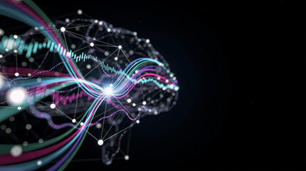 Fototapeta premium Glowing brain network displays modern technology concept against a dark background