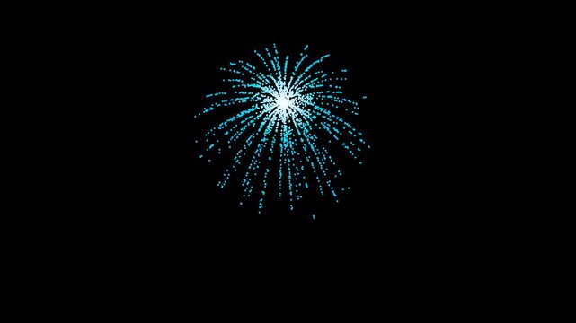 Blue Firework Isolated on Black Background Seamless Looping 3D Animation Explosion 4K 30FPS