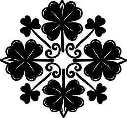 Obraz premium Ornamental Shamrock Clover Mandala Black Vector Illustration