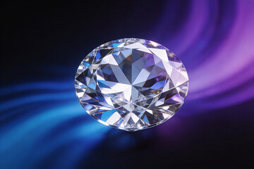 Brilliant Round Cut Diamond on Colorful Background